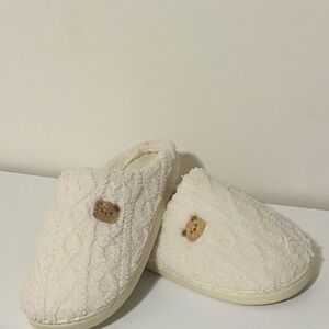 Adorable Cream Slippers with Bear Detail